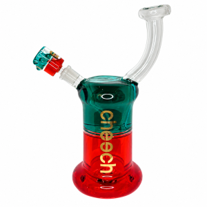 12-inch double glycerin two-tone bubbler waterpipe in teal and red on a white background.