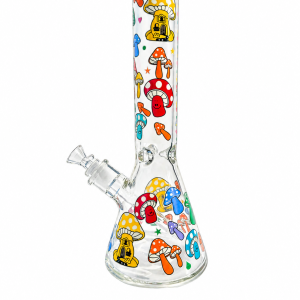 Mushroom Pattern Glass Beaker Water Pipe | 10" | 14mm on a white background, photo 9